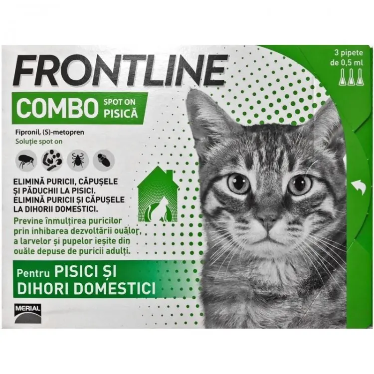 Antiparazitar extern pisici Frontline Combo, 3 pipete