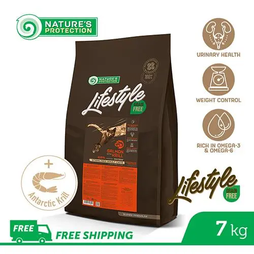 Nature's Protection Lifestyle Grain Free Sterilised, somon, hrana uscata pentru pisici adulte sterilizate, 7 kg