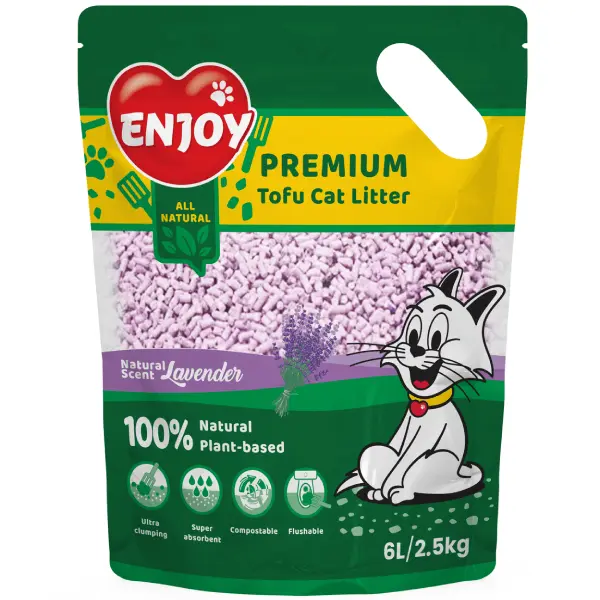 Asternut pentru litiera Enjoy Tofu cu lavanda, 6L / 2 .5kg