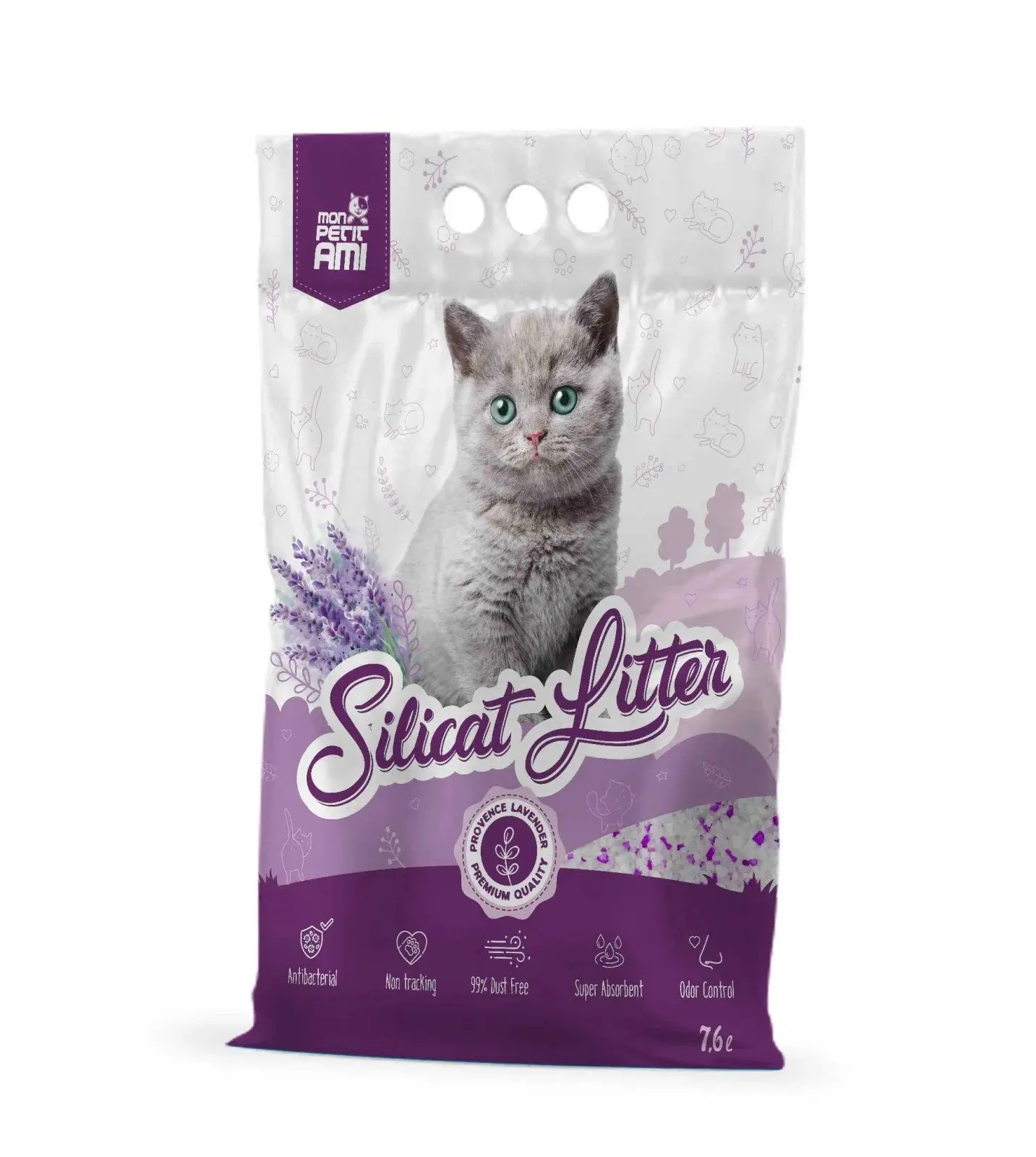 Nisip Silicat Pentru Pisici Mon Petit Ami Lavanda 7.6 L
