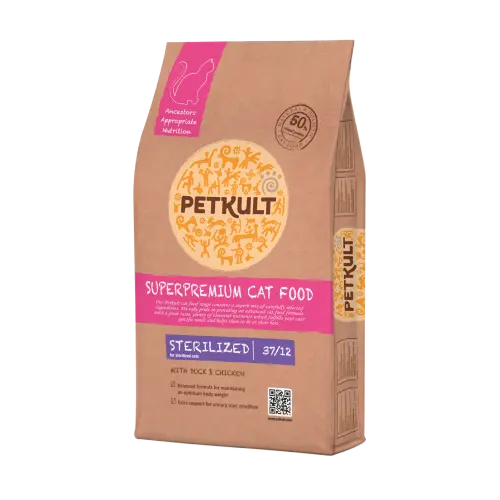 Hrana premium uscata pentru pisici sterilizate, Petkult Sterilised 37/12, rata si pui, 7 kg