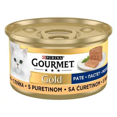 Purina Gourmet Gold Mousse, curcan, hrana umeda pentru pisici, 85 g