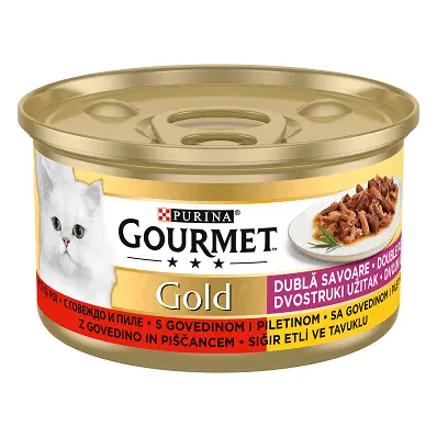 Purina Gourmet Gold, vita si pui, hrana umeda pentru pisici, 85 g