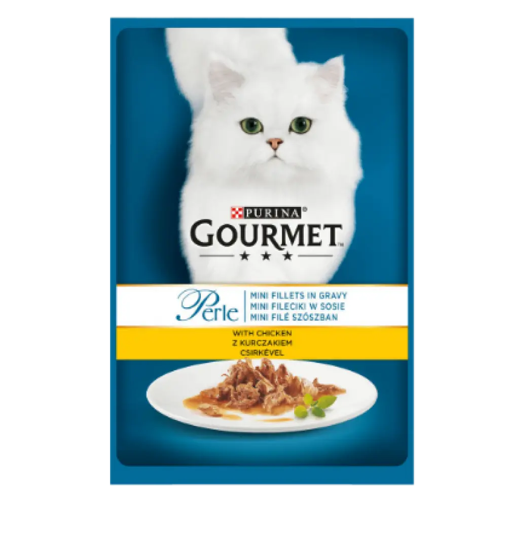 Purina Gourmet Perle, pui, hrana umeda pentru pisici, 10 x 85 g