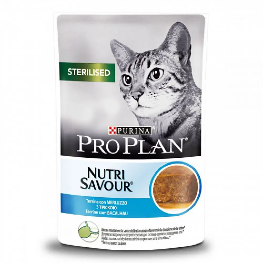 Purina Pro Plan Sterilised Maintenance, cod, hrana umeda pentru pisici adulte sterilizate, 10 x 85 g