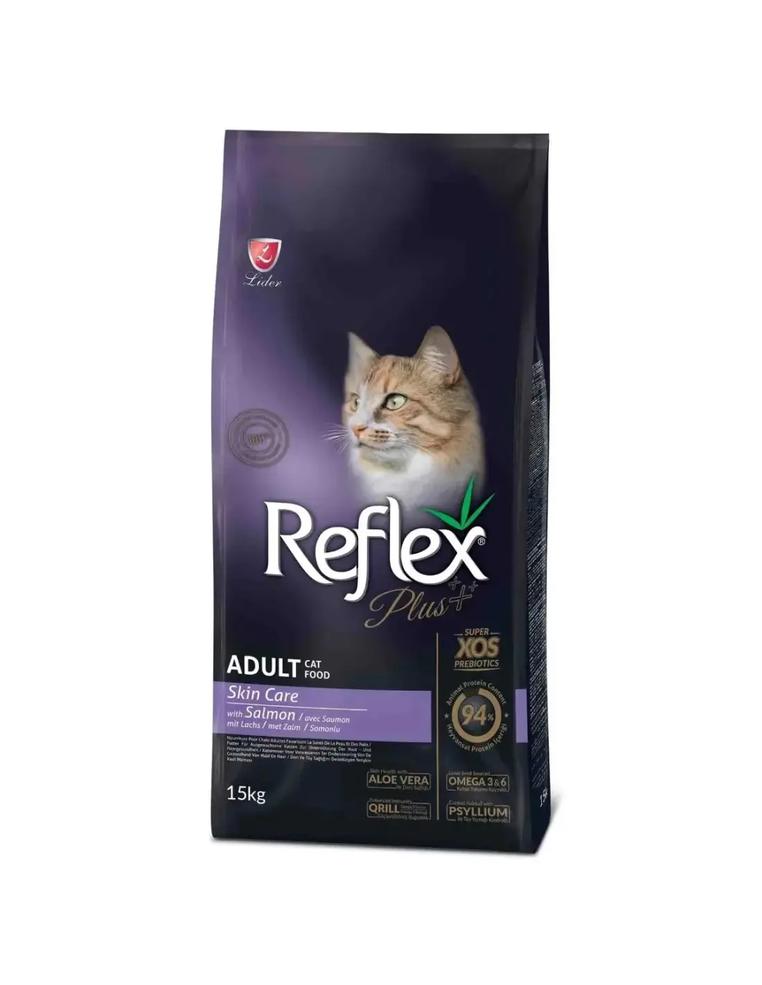 Reflex Plus, Skin Care, hrana uscata pentru pisici, piele si blana, cu somon, 15 kg