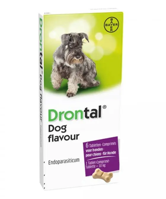 Drontal Dog Flavour, deparazitare interna caini, 6 x 1 tablete