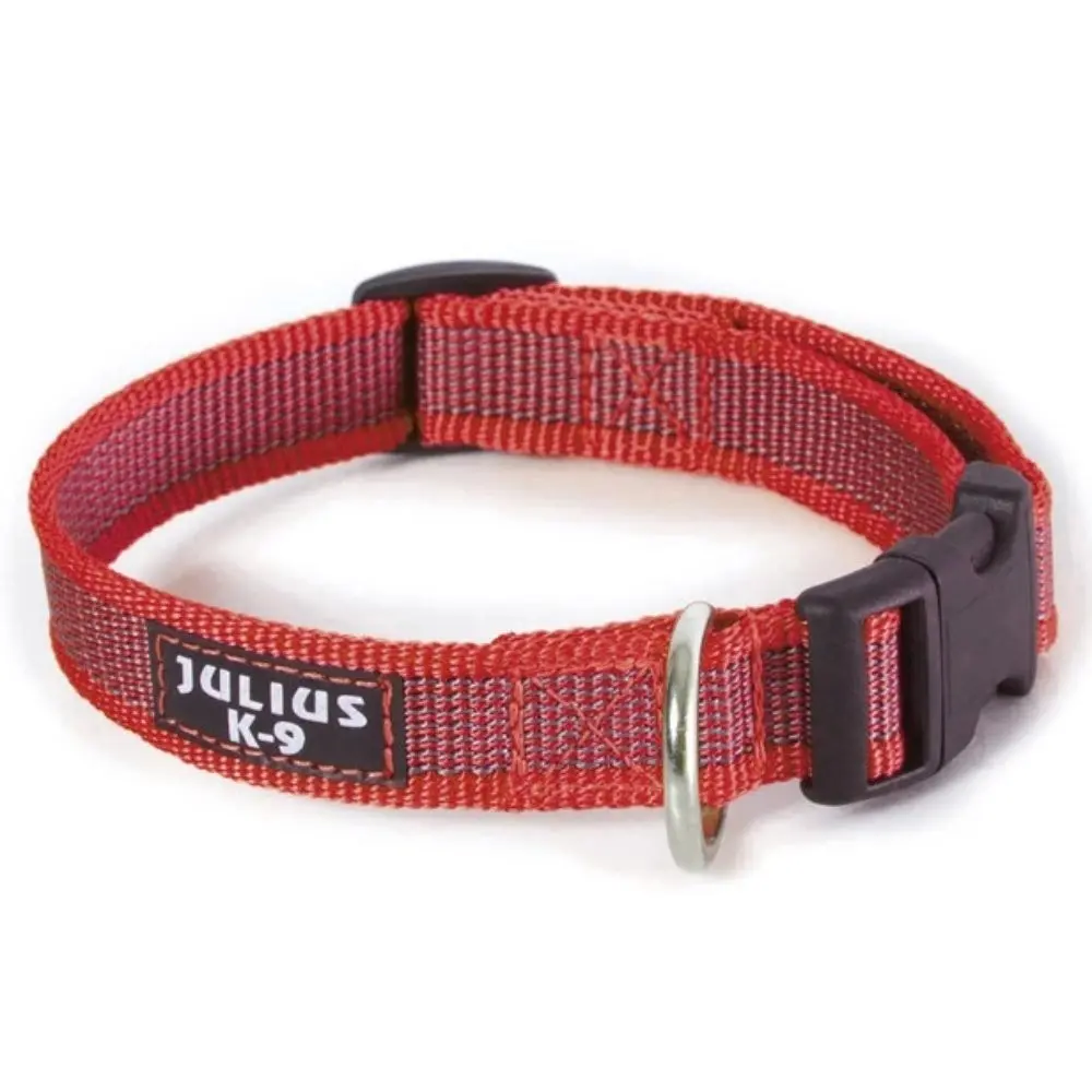 Zgarda textila pentru caini de talie mica, rosie, reglabila, 27-42 cm x 2 cm