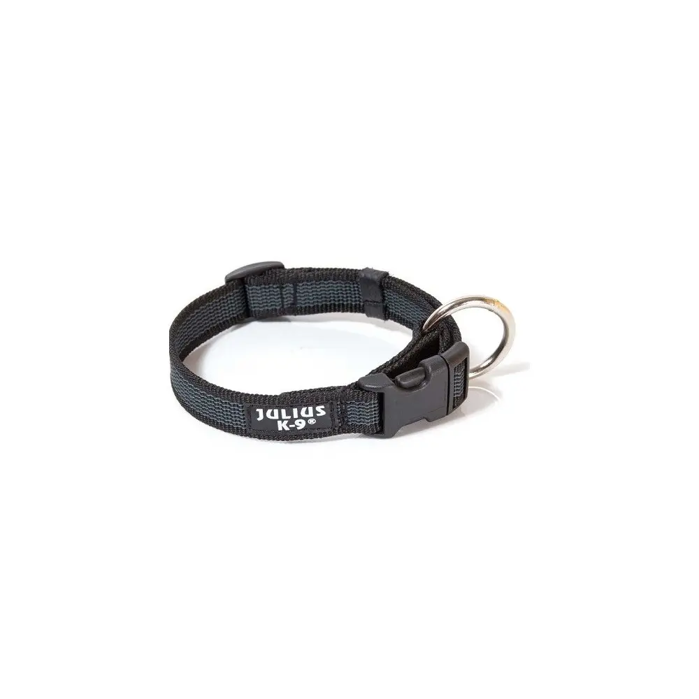 Zgarda textila pentru caini de talie medie, neagra, reglabila, 39-65 cm x 2,5 cm