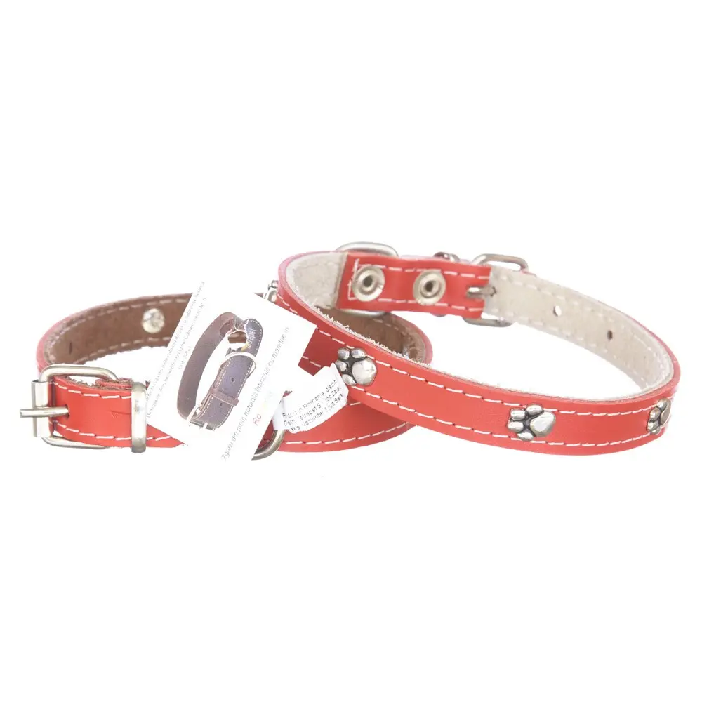 Zgarda piele ornamente 1,5/35 cm nr 1 rosu