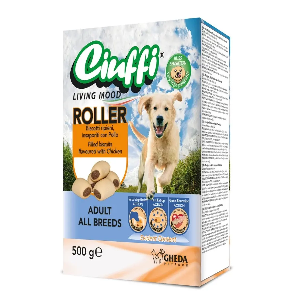Ciuffi biscuiti pentru caini roller cu pui 500 gr