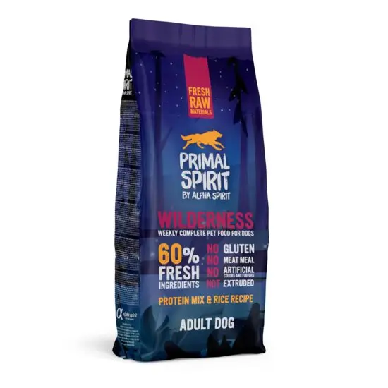 Hrana uscata Premium pentru caine Primal Spirit, Wilderness, cu porc, pui si peste, 12 kg