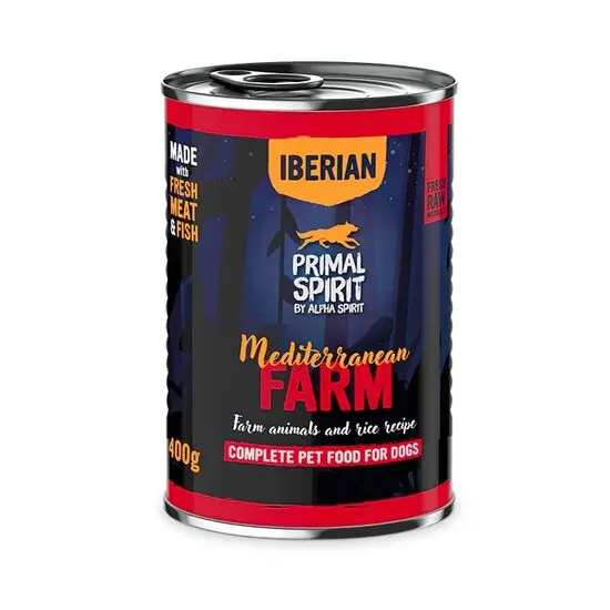 Hrana umeda pentru caine Mediterranean Farm, Primal Spirit, cu carne si peste, 400 g