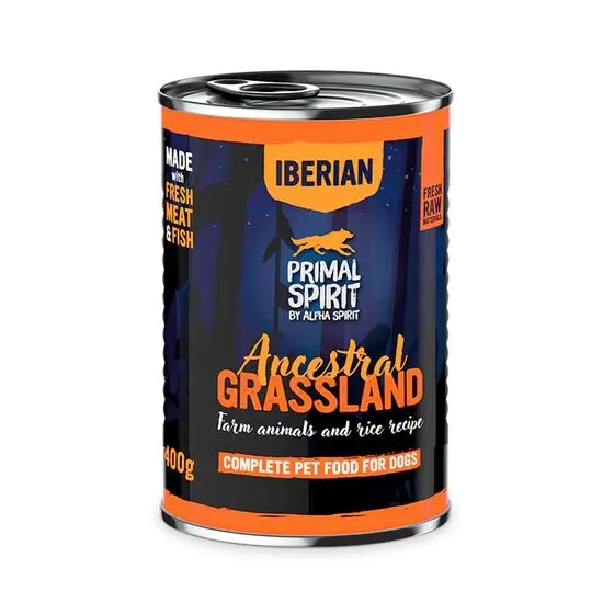 Hrana umeda pentru caine Ancestral Grassland, Primal Spirit, cu porc, 400 g