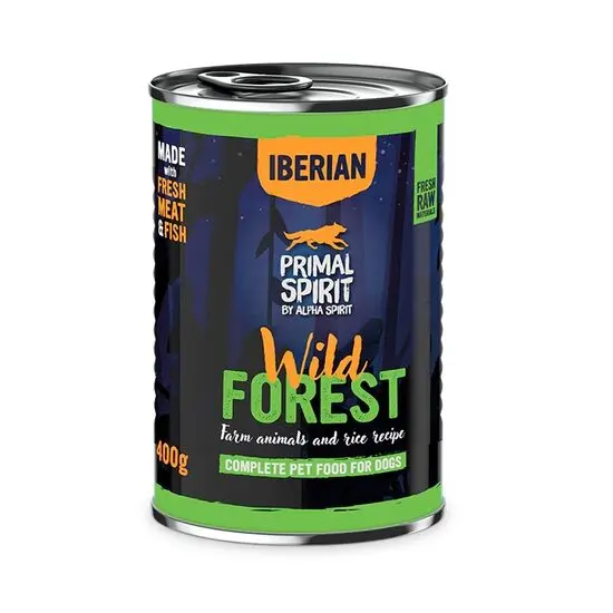 Hrana umeda pentru caine Wild Forest, Primal Spirit, cu porc si curcan, 400 g