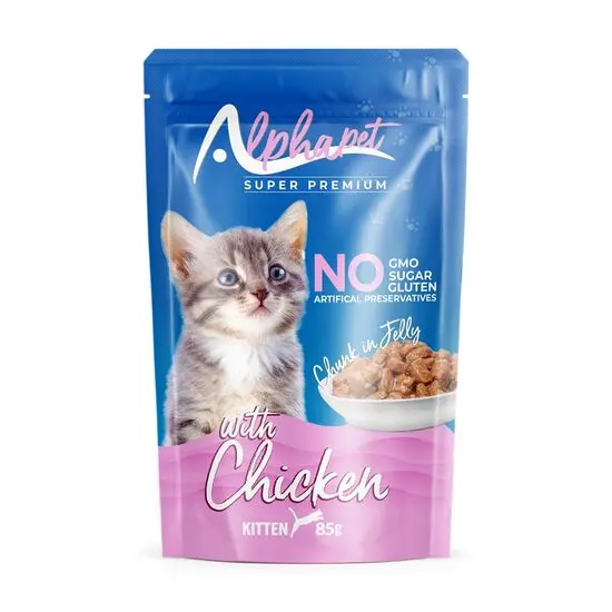 Hrana umeda pentru pui de pisica Alphapet, cu carne de pui, 85 g