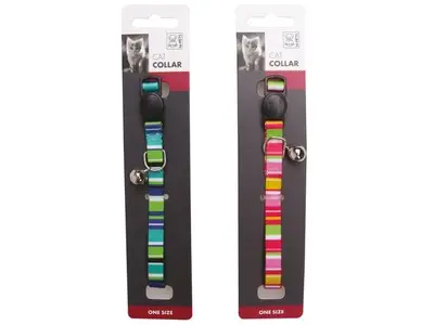 Zgarda pentru pisici, roz, cu clopotel detasabil, lungime 30 cm