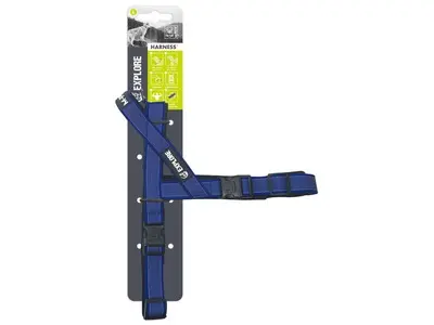 Ham ajustabil, albastru, cu catarama, piept 2 cm x 38 - 45 cm, gat 2 cm x 32 - 38 cm