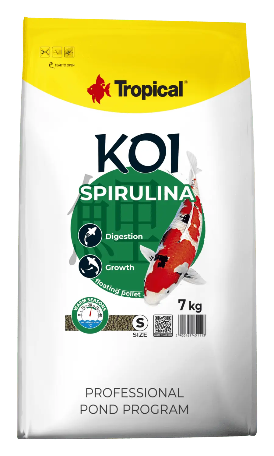 Hrana pentru pesti KOI, TROPICAL Fish, SPIRULINA, pellet M- 7 KG
