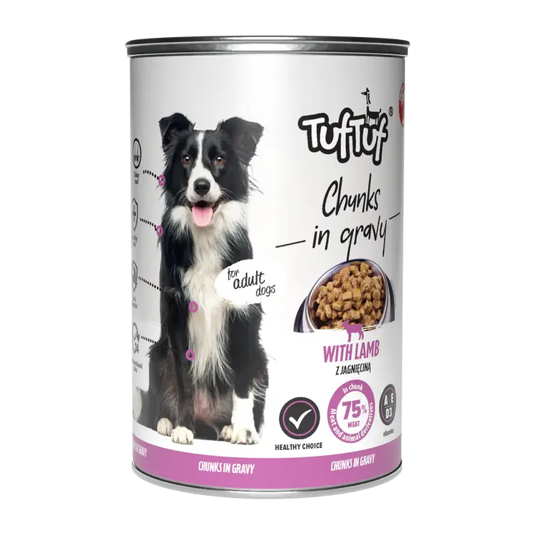 TUF TUF DOG -Hrana umeda CHUNKS cu MIEL- conserva 1250g