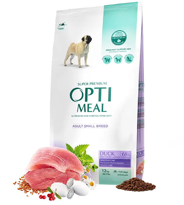 Hrana uscata pentru caini adulti de talie mica, Super Premium OPTIMEAL DRY FOOD, rata, 12kg