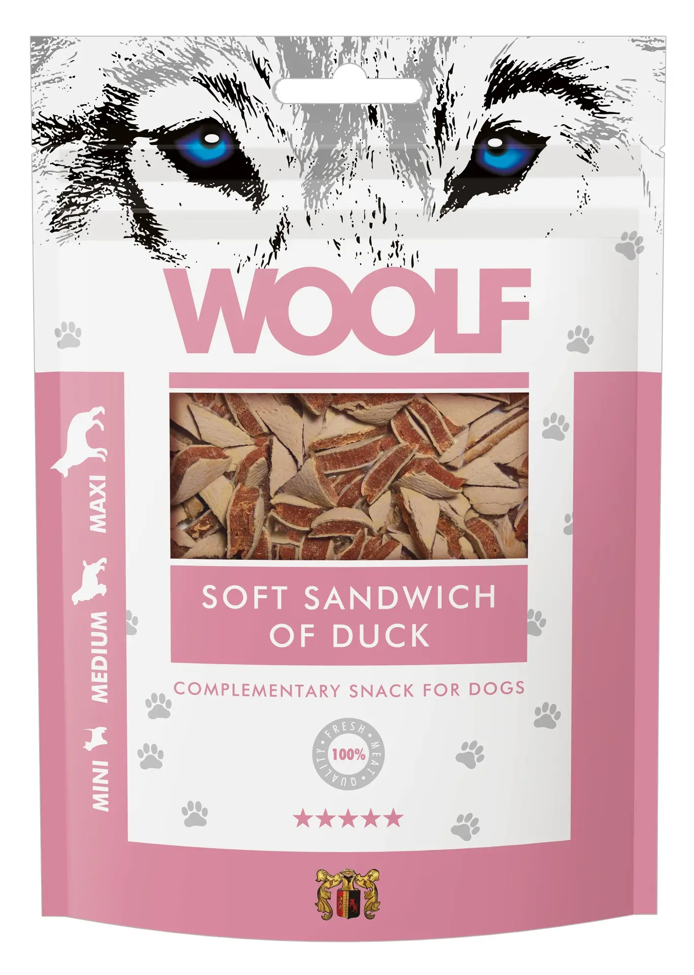WOOLF DOG SNACKS Soft Sandwich of Duck 100g