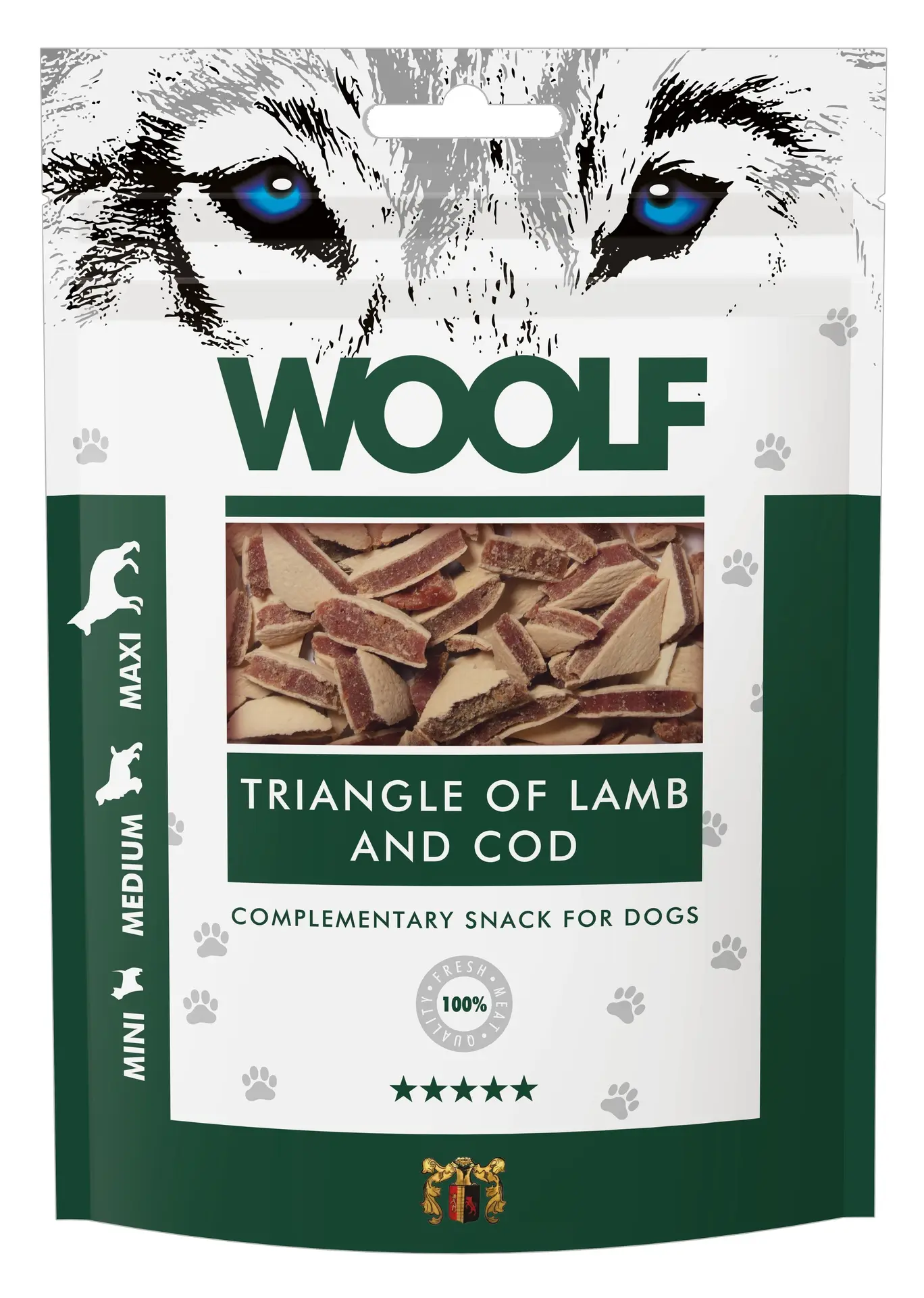 WOOLF DOG SNACKS Lamb and Cod Triangle 100g