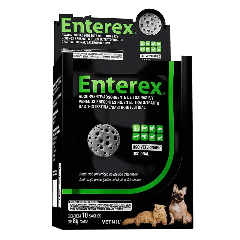 Absorbant al toxinelor si otravurilor prezente in tractul gastrointestinal, Enterex®, Vetnil, 10 PLICURI, 8G