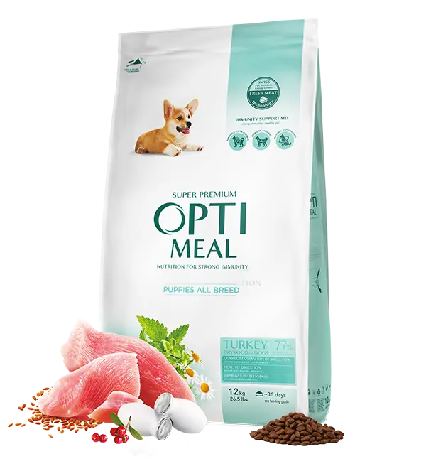 Hrana uscata pentru caini junior super Premium OPTIMEAL DRY FOOD, curcan, 12 kg