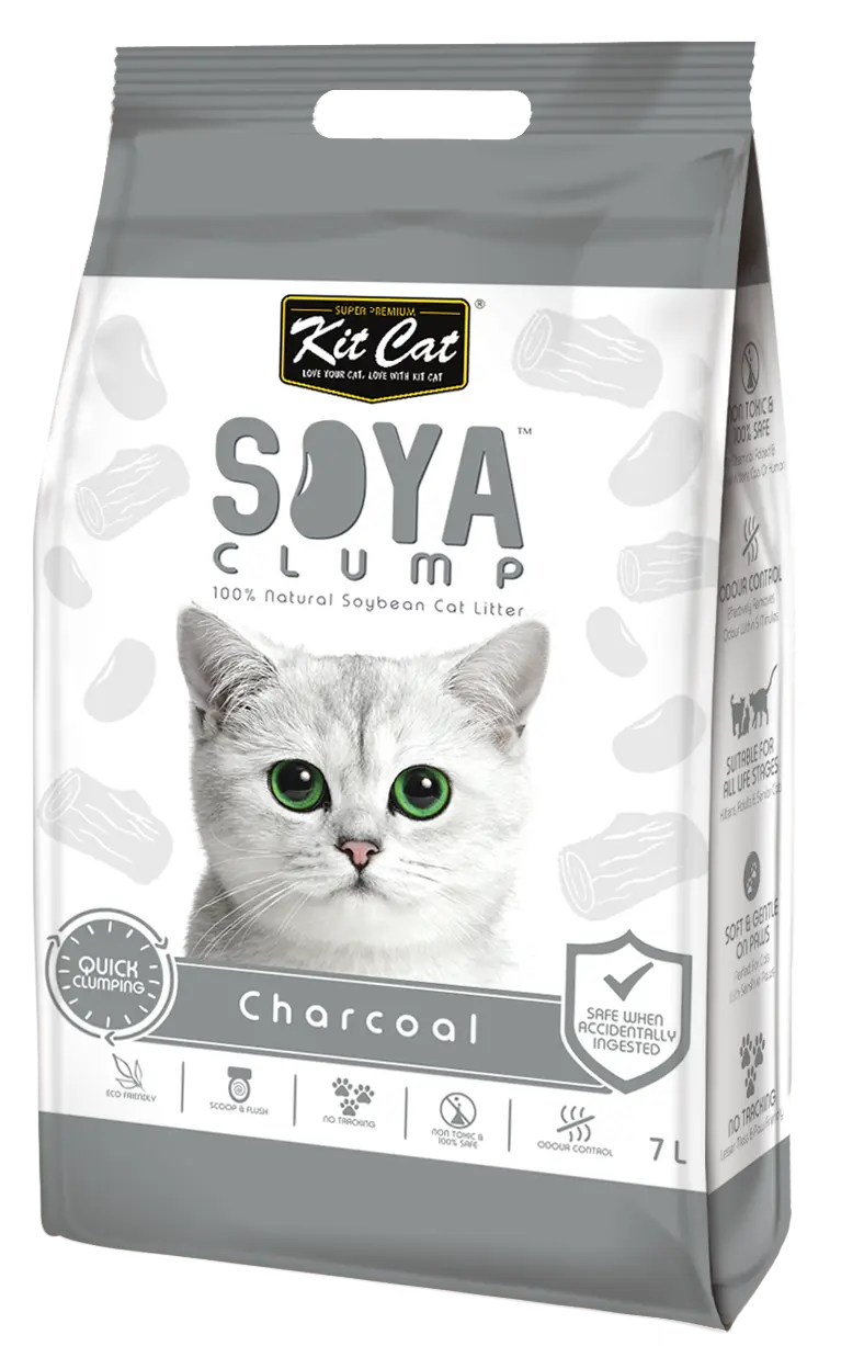 Asternut igienic pentru pisici KIT CAT SOYA CLUMP - Charcoal- 7L