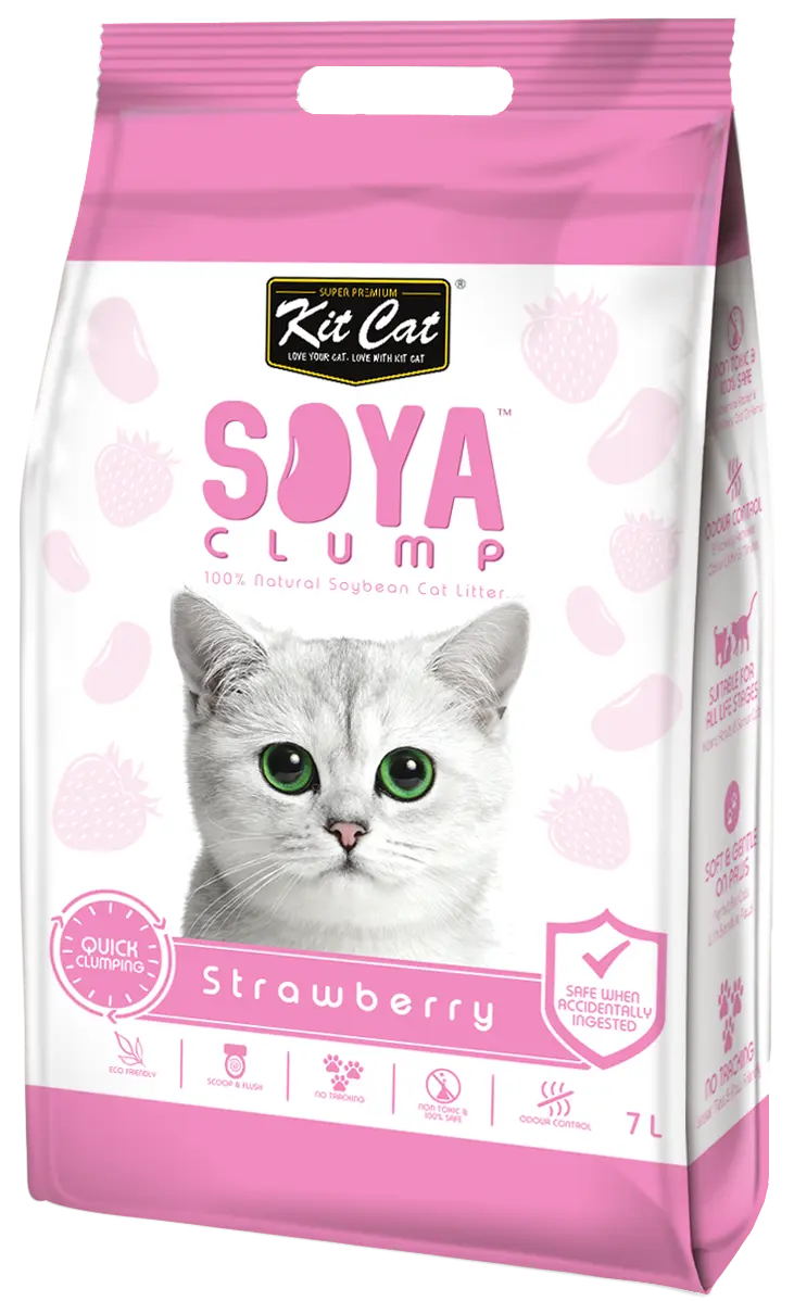 Asternut igienic pentru pisici KIT CAT SOYA CLUMP - Strawberry- 7L