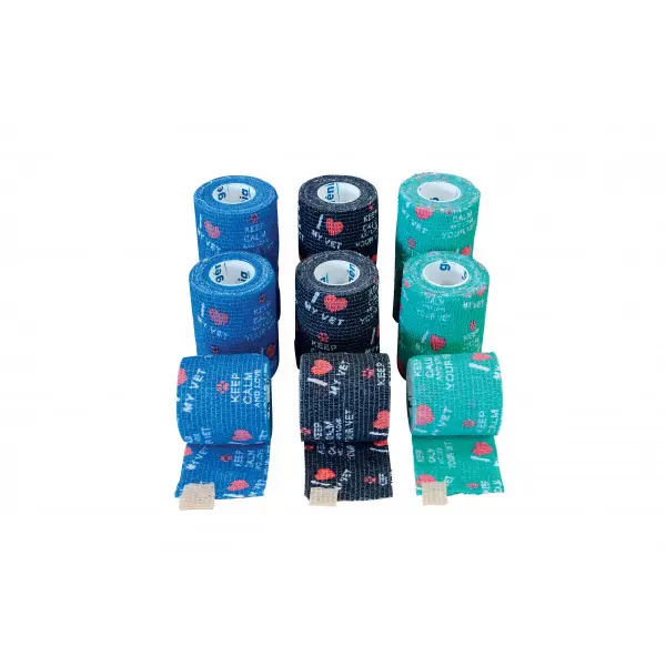 Bandaj elastic coeziv cu modele colorate, fara latex, FUN STRAP®, Genia 10CM X 4.5M