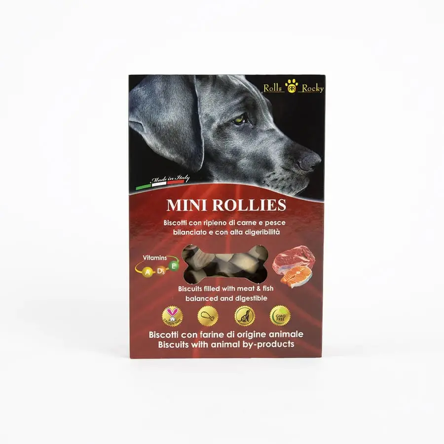 Recompense crocante pentru caini ROLLS ROCKY MINI Rollies, biscuiti cu carne, 8 kg
