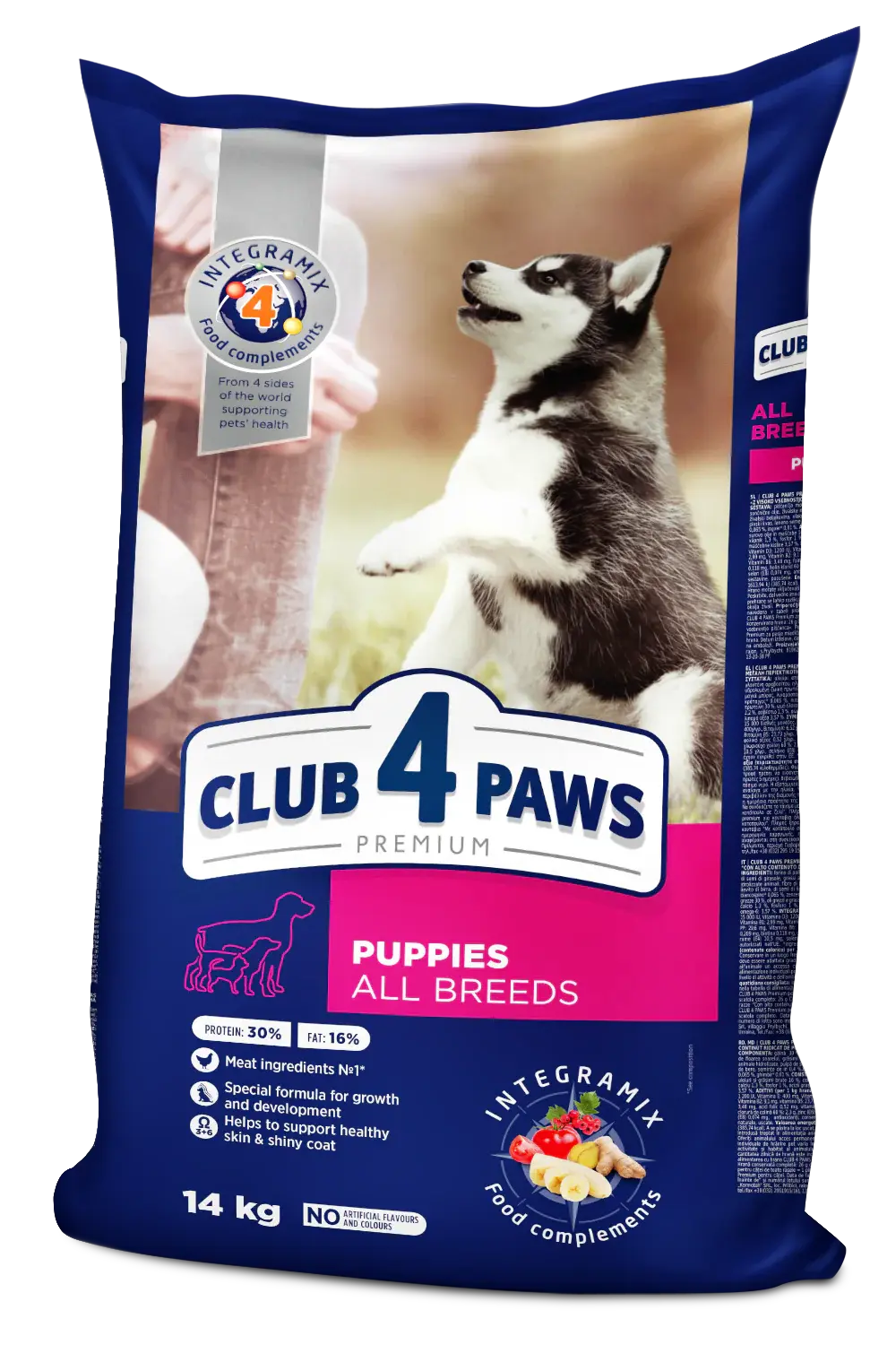 Hrana uscata pentru catei, toate rasele, CLUB 4 PAWS DRY FOOD, CU CONTINUT RIDICAT DE PUI, 14 kg