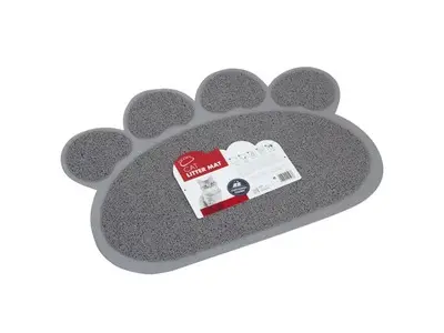 Covoras pentru litiera pentru pisici, forma labuta, M-PETS, gri, 60x45 cm