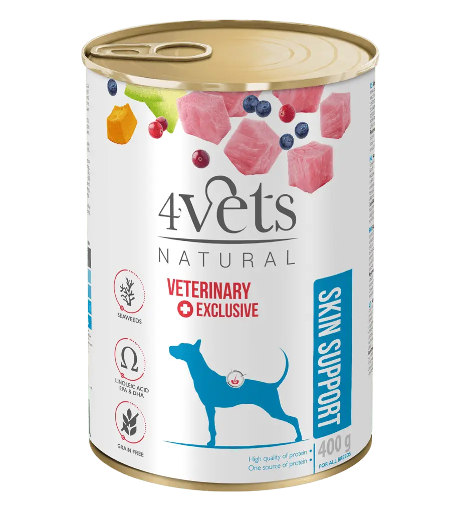Dieta veterinara pentru caini cu simptome dermatologice, 4VetS Skin Support, 400g