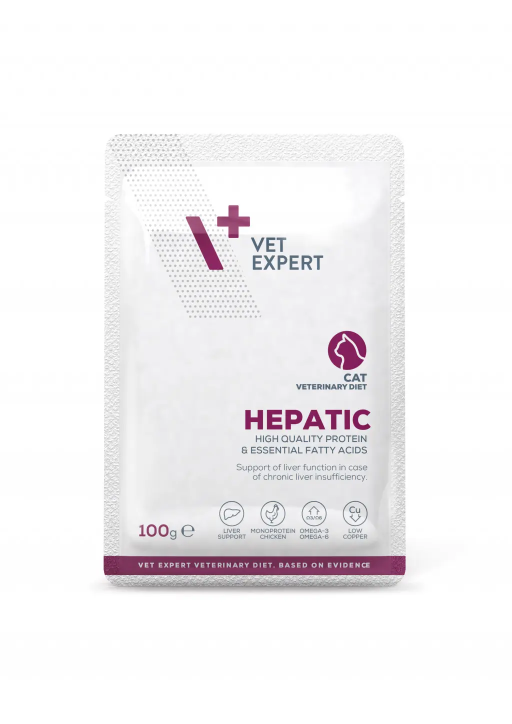 Hrana dietetica pentru pisici cu afectiuni hepatice Vet Expert Hepatic Cat, 10 x 100 g
