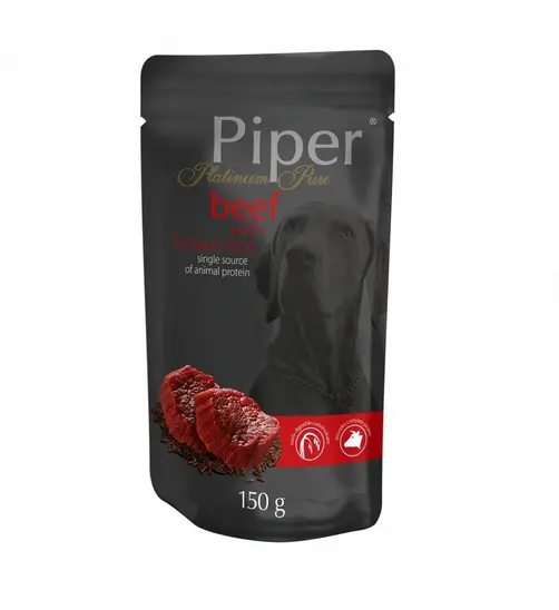 Hrana umeda Piper Platinum Pure, Vita si Orez brun 150 g