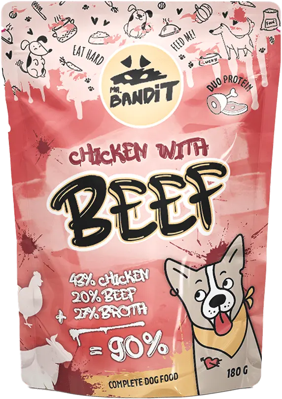 Hrana umeda pentru caini Mr. Bandit DuoProtein, pui si vita,180g