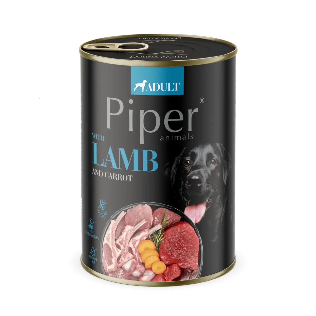 Hrana umeda pentru caini PIPER DOG, miel si morcov 400g