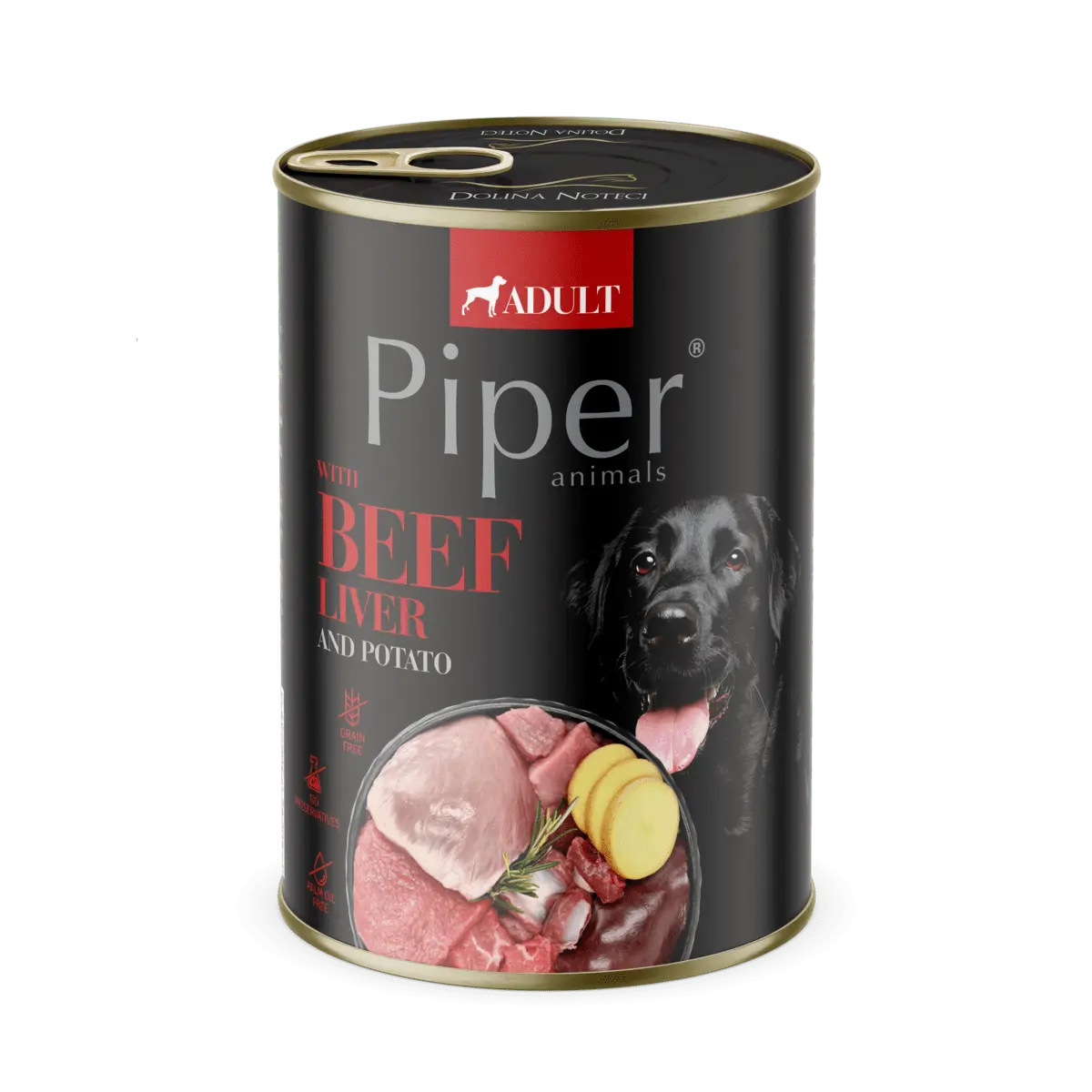 Hrana umeda pentru caini PIPER DOG, ficat de vita si cartof, 400g