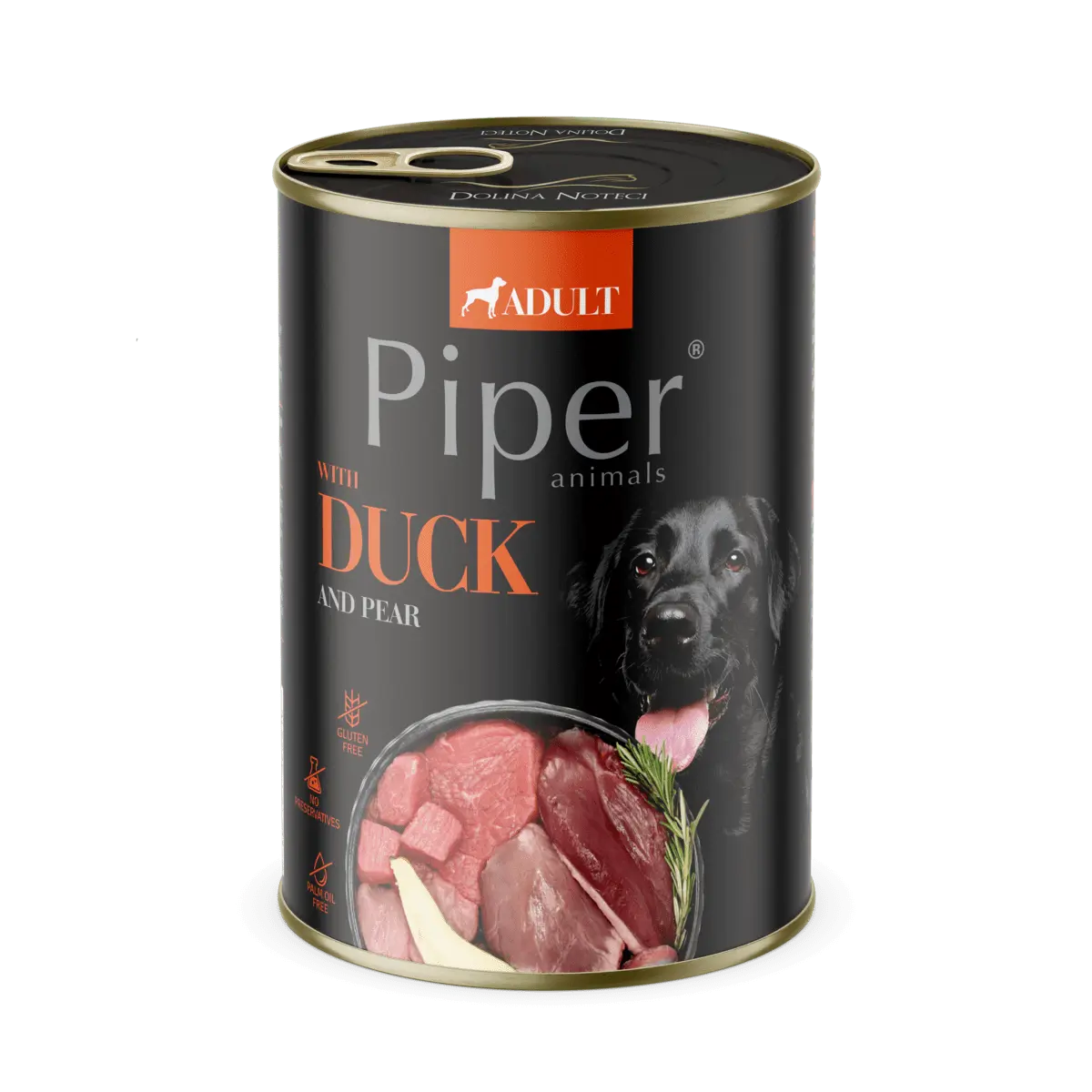 Hrana umeda pentru caini PIPER DOG, rata si pere, 400g