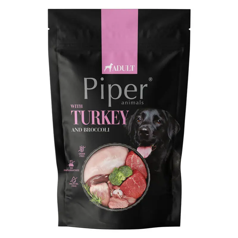 Hrana umeda pentru caini PIPER, curcan si brocolli, 500g
