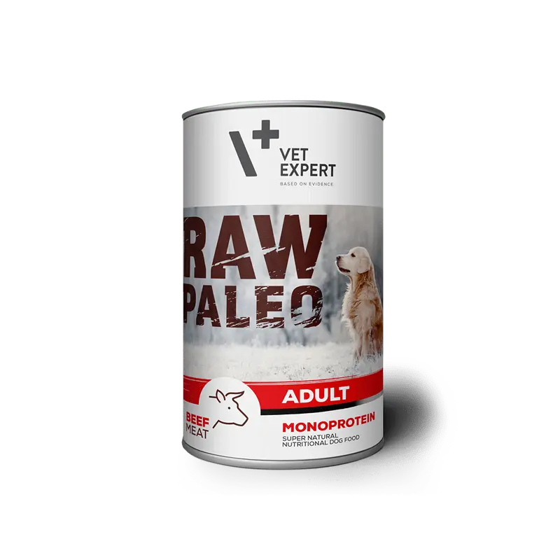 Hrana umeda pentru caini, RAW PALEO Adult, vita,conserva monoproteica, 800 g