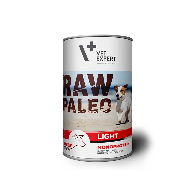 Hrana umeda pentru caini, RAW PALEO Light, vita,conserva monoproteica, 400 g