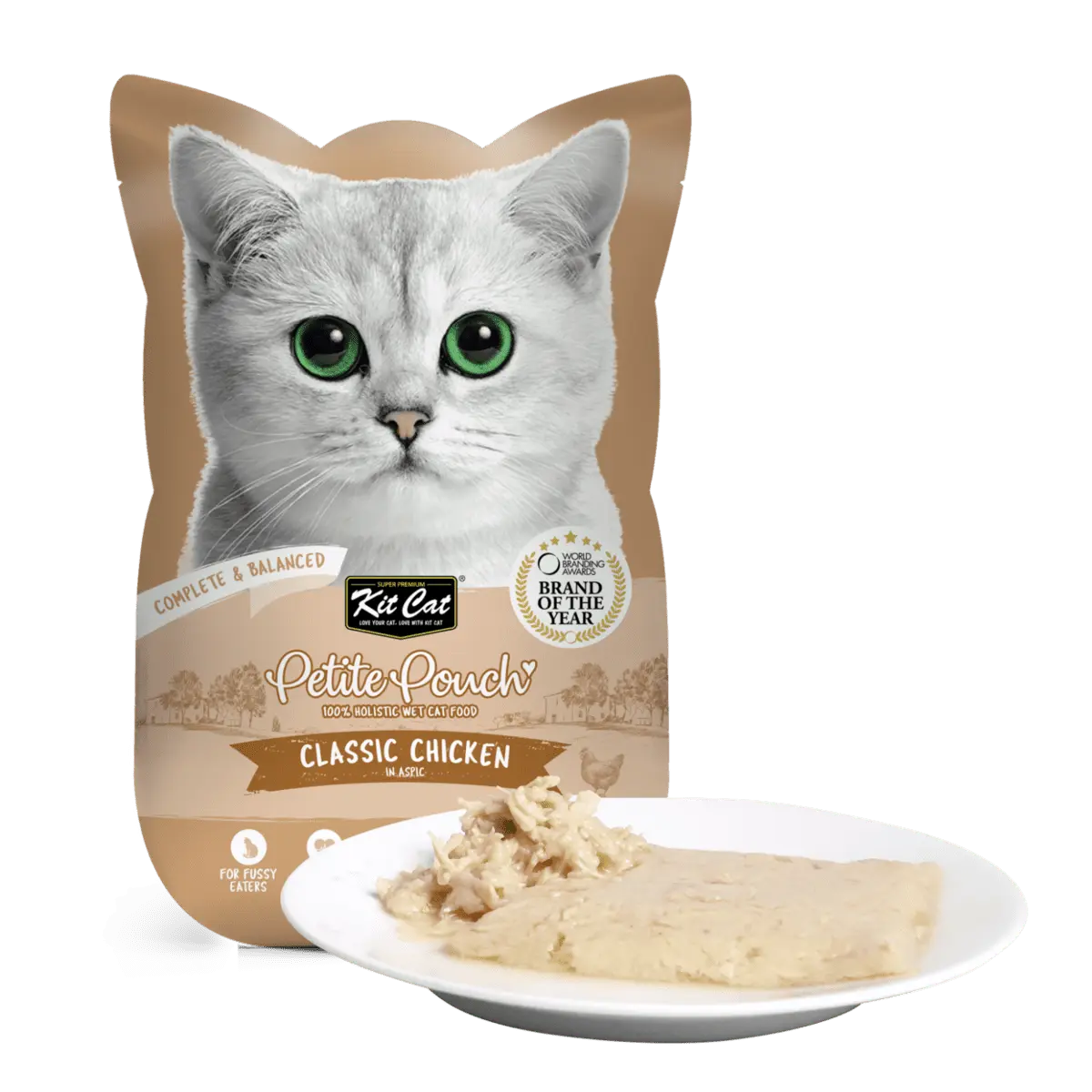 Hrana umeda pentru pisici 100% holistica, Kit Cat Petite Pouch, pui, 24 plicuri x 70g