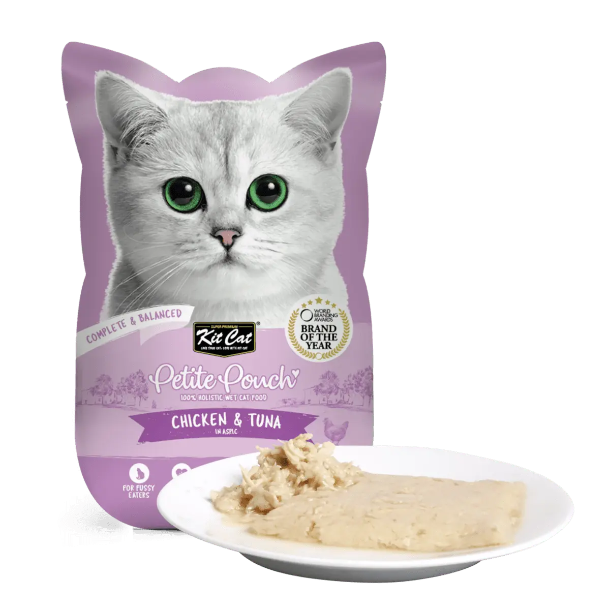 Hrana umeda pentru pisici 100% holistica, Kit Cat Petite Pouch, pui si ton, 24 plicuri x 70g