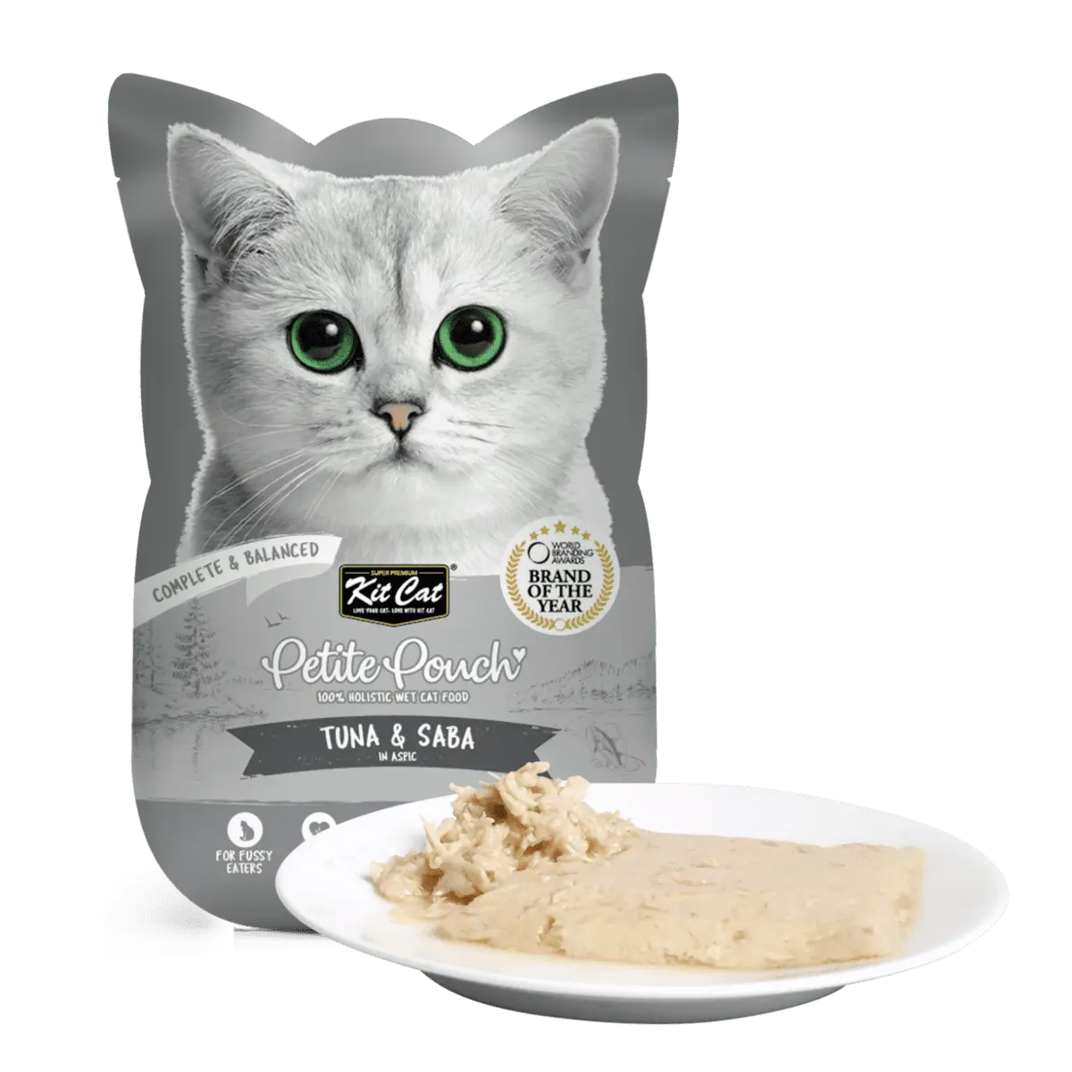 Hrana umeda pentru pisici 100% holistica, Kit Cat Petite Pouch, ton si macrou, 24 plicuri x 70g