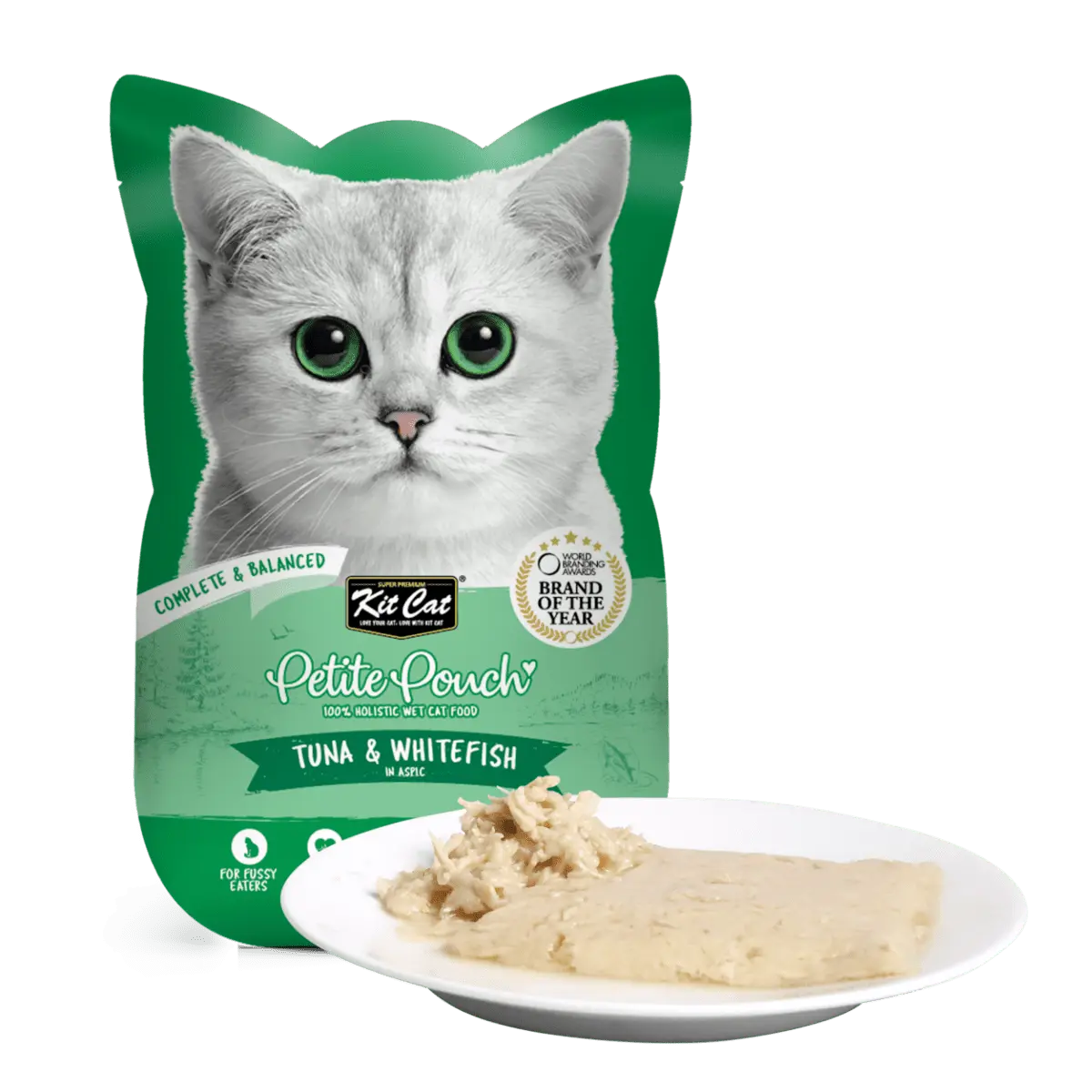 Hrana umeda pentru pisici 100% holistica, Kit Cat Petite Pouch, ton si biban de mare, 24 plicuri x 70g