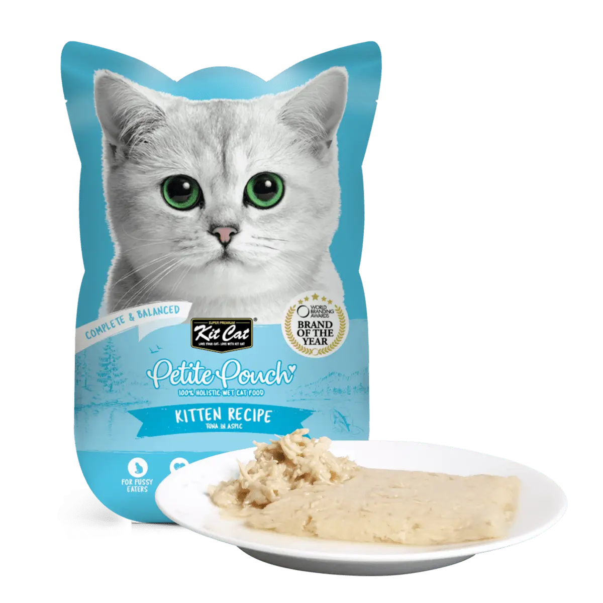 Hrana umeda pentru pisici 100% holistica, kitten, Kit Cat Petite Pouch, ton, 24 plicuri x 70g